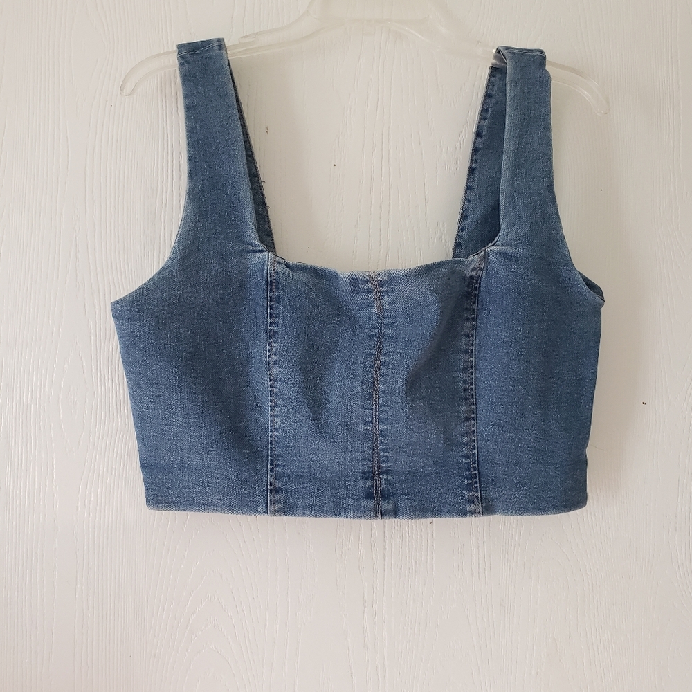 ReGeneration Ladies Size XL Cropped Denim Zip Back Vest